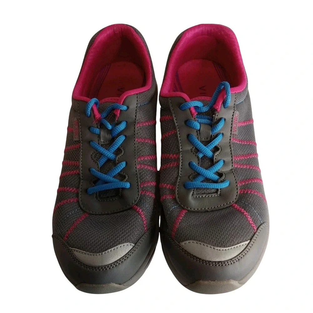 Vionic Alliance Grey Pink Blue Mesh Walking Shoes Sneakers Women's 9